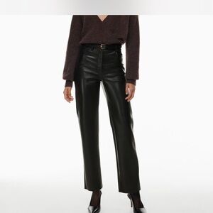Aritzia Black Flare Leather Pants